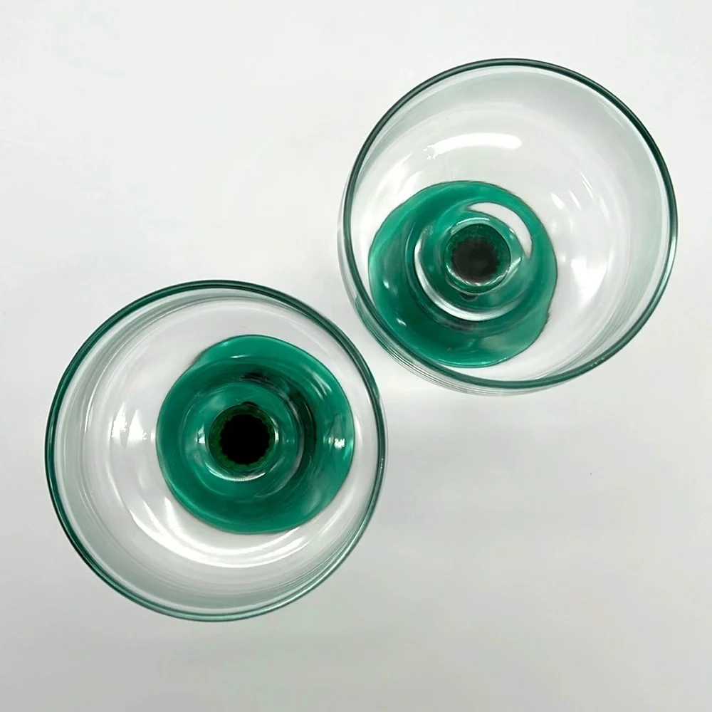 Retro Libbey Cactus Margarita Glasses, Green Stem and Base 16 Ounce (Set of 2)